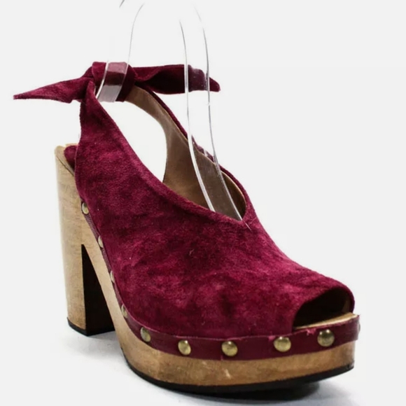 Ulla Johnson Mina Suede Wooden Clog Mules - Picture 1 of 13